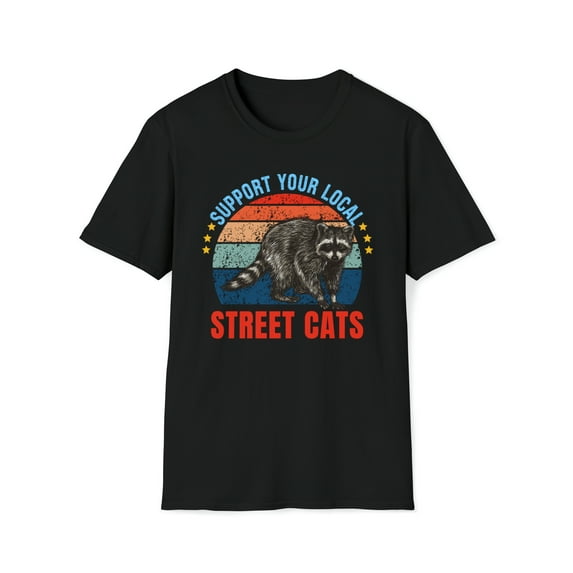 Support Local Street Cats, Gildan Unisex Shirt, Raccoon Graphic Tee, S-3XL