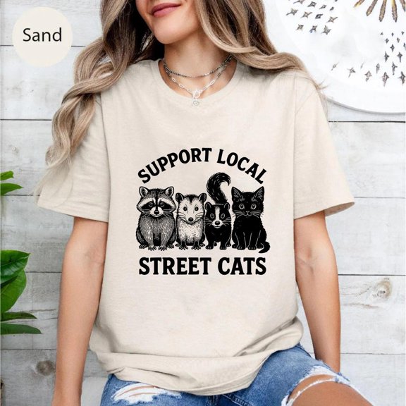 Support Local Street Cats T-Shirt: , Possum & Skunk Tee All Size S-5Xl