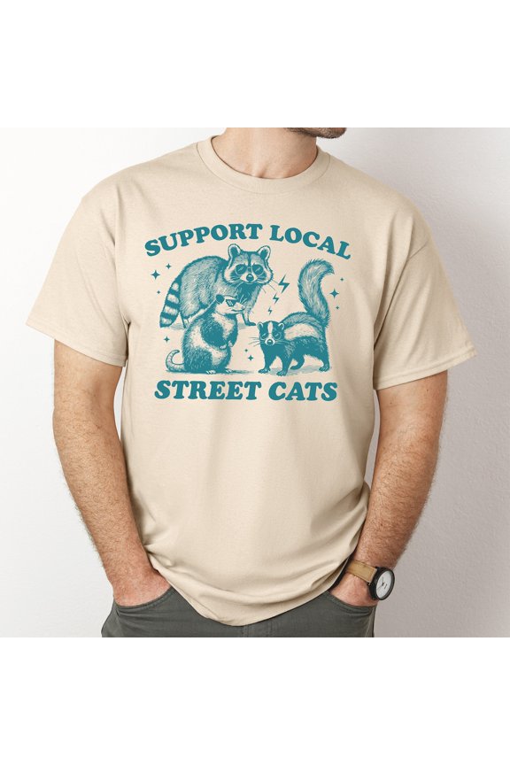 Support Local Street Cats T-Shirt: Retro Graphic Tee All Size S-5XL