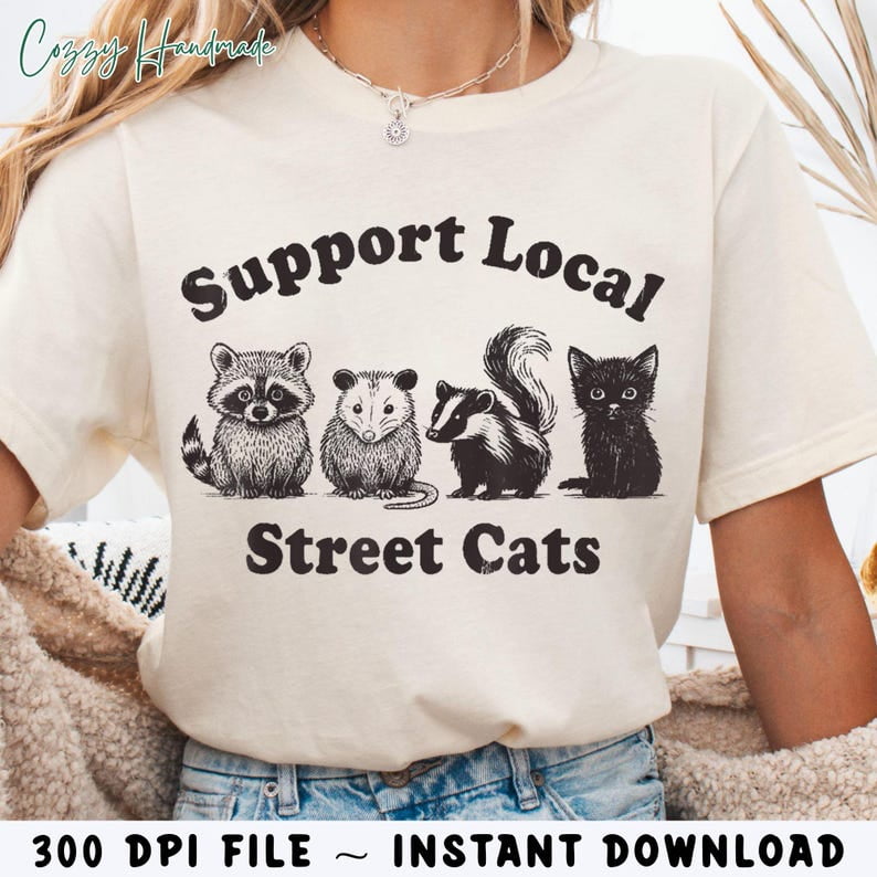 Support Local Street Cats Team T-Shirt Trash Opossum Raccoon Rat