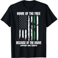 thumbnail image 1 of Support Military American Flag Thin Green Line Veterans Gift T-Shirt Black Small, 1 of 4
