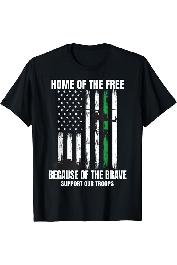 Support Military American Flag Thin Green Line Veterans Gift T-Shirt Black Small