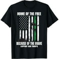 thumbnail image 1 of Support Military American Flag Thin Green Line Veterans Gift T-Shirt, 1 of 4