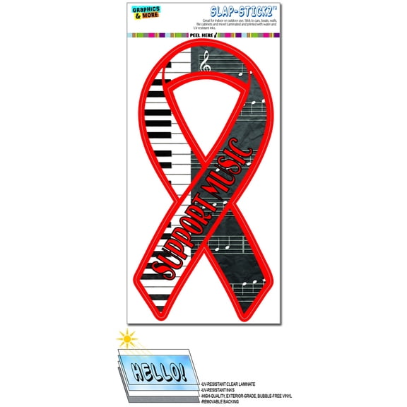 Support Music Piano Scales Ribbon SLAP-STICKZ(TM) Premium Sticker