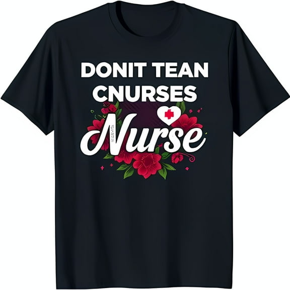 Support Nurses with Our Black Crew Neck T-Shirt Featuring Bold Graphic Design