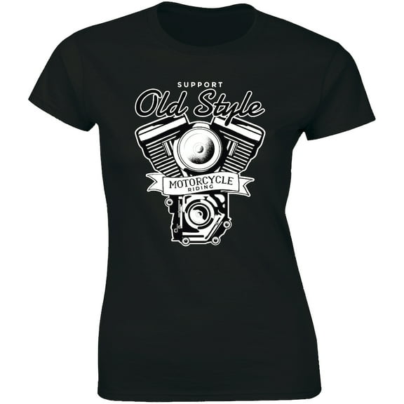 Support Old Style Motorcycle Riding With Engine Image for Women T-Shirt