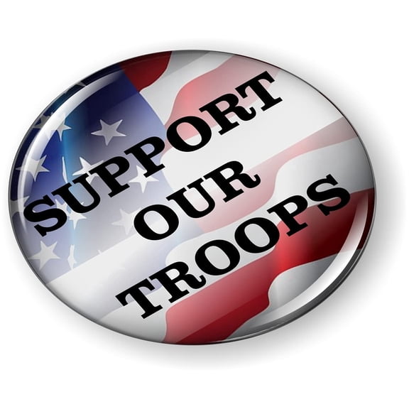 BestLicensePlateFrames Support Our Troops 3D Domed Car Emblem Badge Sticker, Flexible Round Design