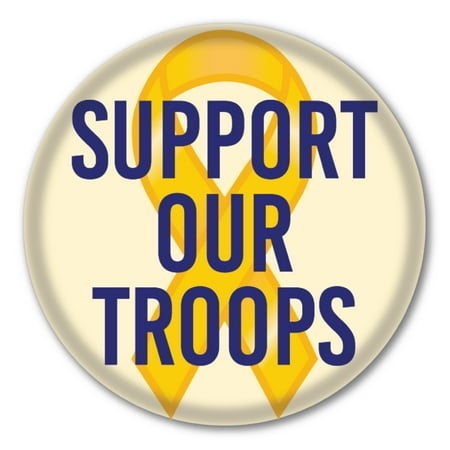 Support Our Troops Circle Button with Pin Back