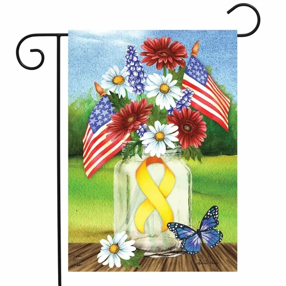 Support Our Troops Mason Jar Floral Flag 12x18 POLE NOT INCLUDED Garden Flag