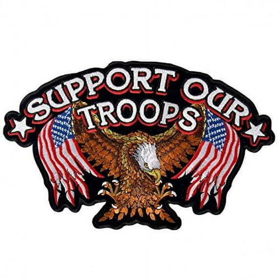 Support Our Troops - Officially Licensed Original Artwork, Iron-on / Saw-on Rayon Patch - 11" x 7"