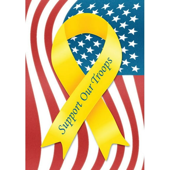 Support Our Troops Patriotic Garden Flag Yellow Ribbon American Flag 12" x 18"