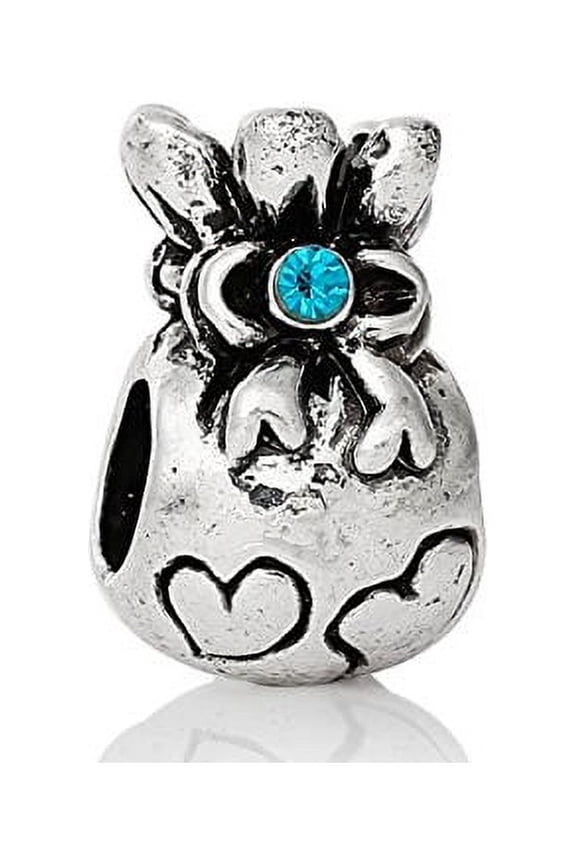 Support Our Troops Red White Blue  Crytstals Spacer European Bead Compatible for Most European Snake Chain Bracelet