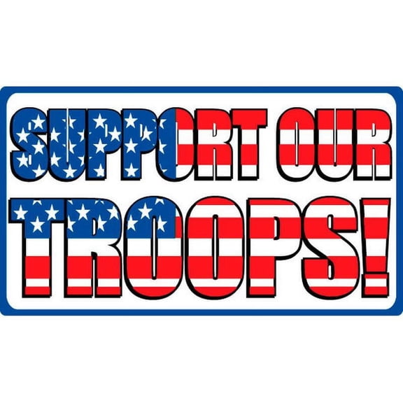 Support Our Troops - Stars and Stripes - Postcard Sized Vinyl Sticker 6" x 3.75"