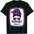 thumbnail image 1 of Support Pancreatic Cancer Awareness Messy Bun Ribbon Purple T-Shirt, 1 of 3