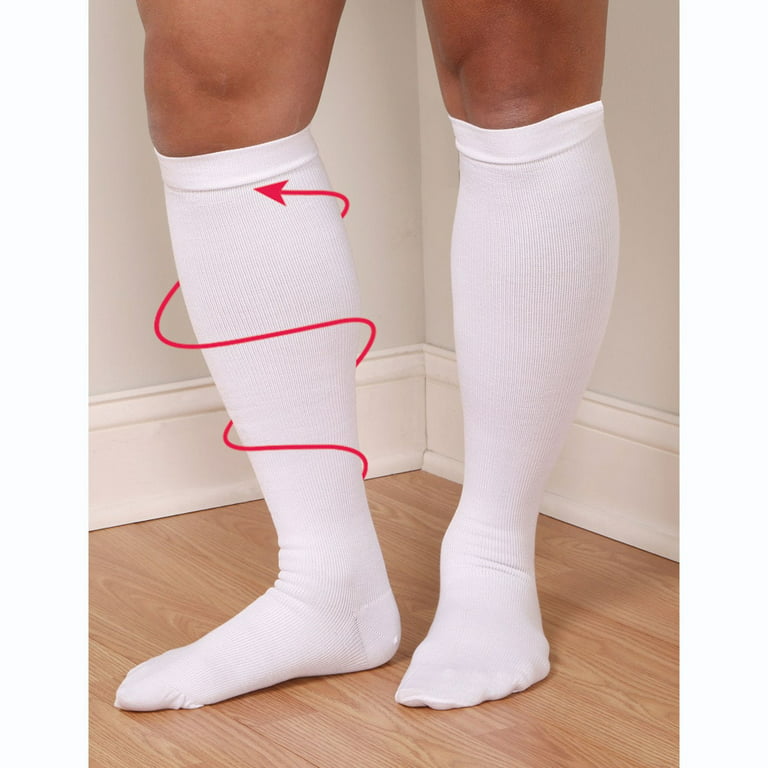 Support Plus Men's Firm Compression Dress Socks - Wide Calf - White - Large  