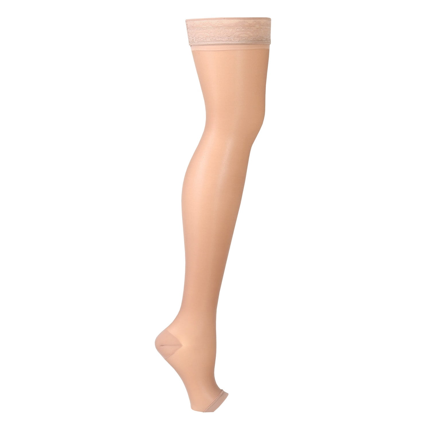 Support Plus Women's Moderate Compression Hose Thigh High Open Toe