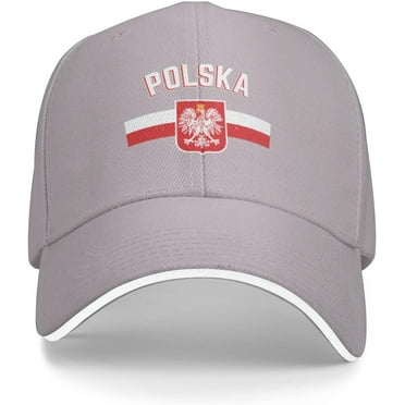 Polska Eagle Crest Embroidered Baseball Cap - Red & White Letters, Adjustable