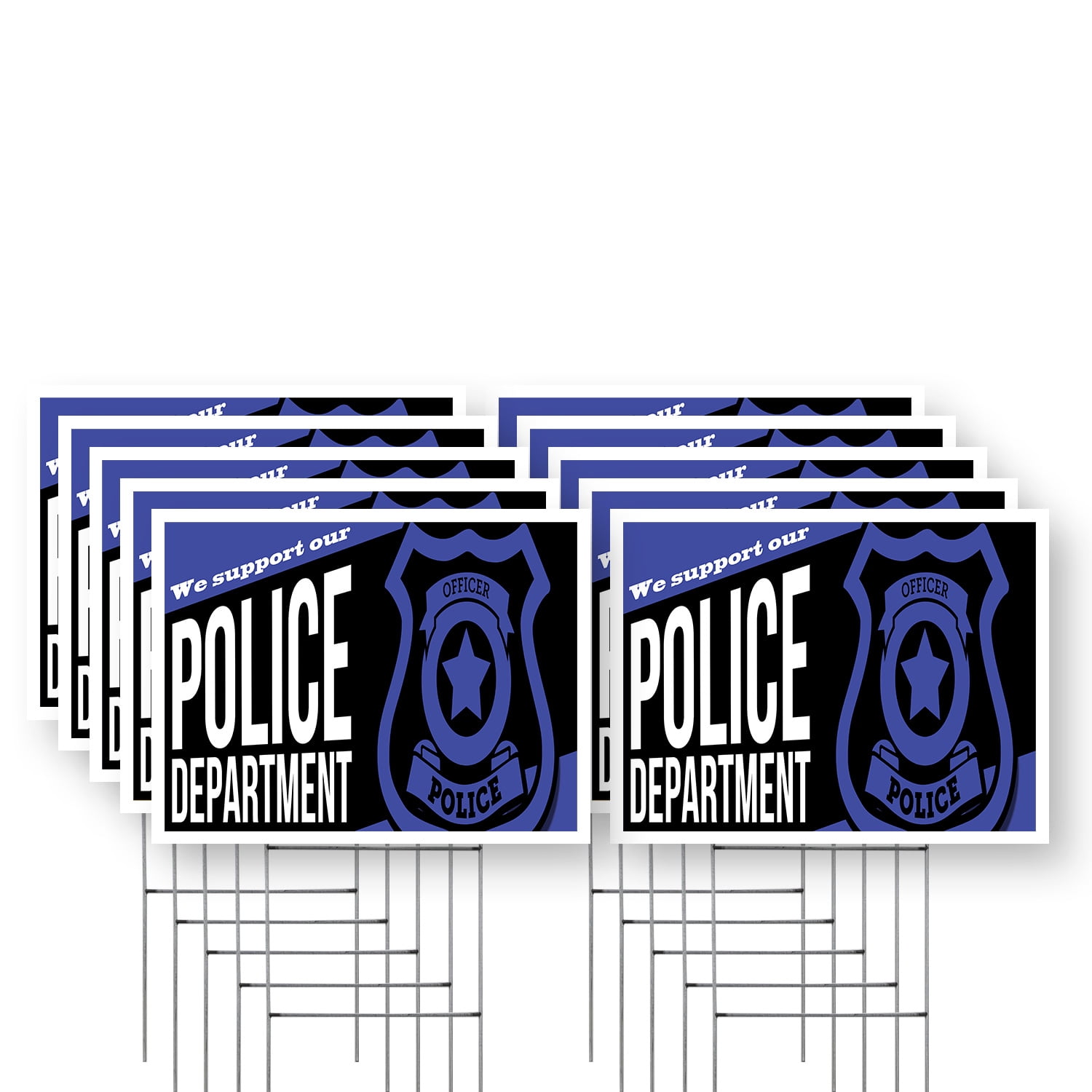 We Support our Police Department Yard Sign 10 Pack of 12 Inch x 16 Inch ...