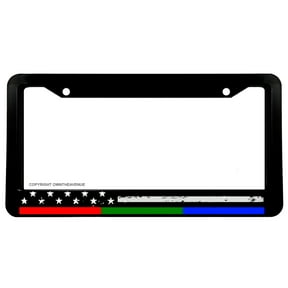 Support Police Firefighters Military Subdued Red Blue Green Flag License Plate Frame