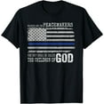 thumbnail image 1 of Support Police Thin Blue Line Distressed Flag Bible Verse T-Shirt, 1 of 4