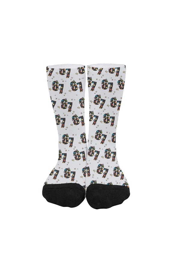 Support Socks For Women Six Seven 67 Womens Socks 6 7 Meme Novelty Six Seven Graphic Xmas Funny Gifts Sky Gray