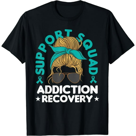 Support Squad Addiction Recovery Awareness With Teal Ribbon T-Shirt