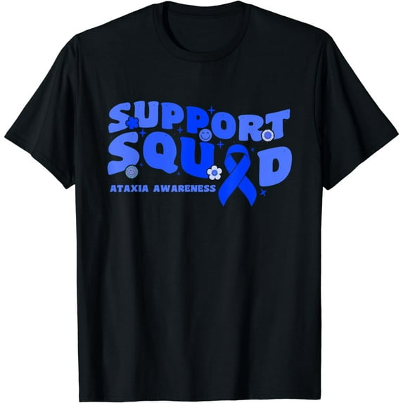 Support Squad Ataxia Awareness Blue Ribbon Fighter T-Shirt