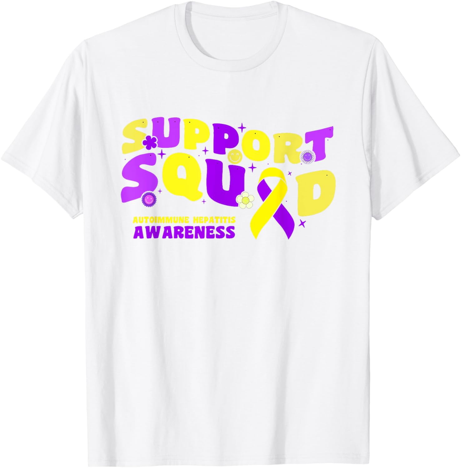 Autoimmune Support Ribbon Support Squad Autoimmune Hepatitis Awareness Purple Ribbon T-Shirt men ...