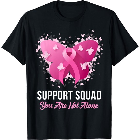 Support Squad Breast Cancer Awareness Pink Ribbon Butterfly T-Shirt