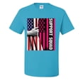 thumbnail image 1 of Support Squad Breast Cancer Awareness Warrior American Flag Mens T-shirts , Turquoise, Small, 1 of 5