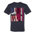 thumbnail image 1 of Support Squad Breast Cancer Awareness Warrior American Flag Mens T-shirts , Vintage Heather Navy, 3XL, 1 of 5