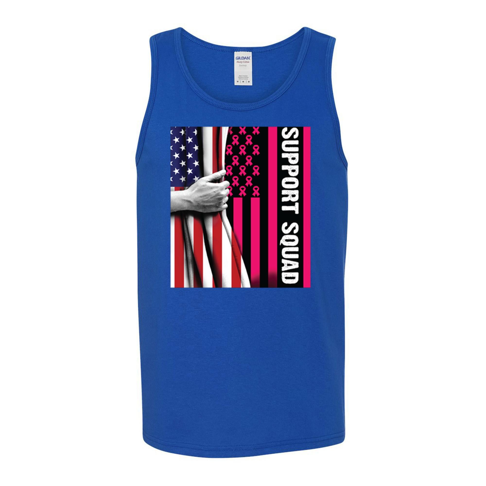 Support Squad Breast Cancer Awareness Warrior American Flag Mens 