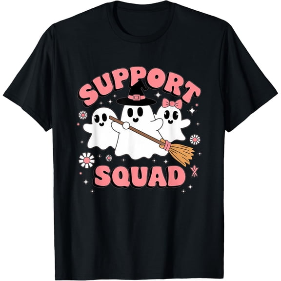 Support Squad Breast Cancer Warrior Pink Ghost Halloween T-Shirt