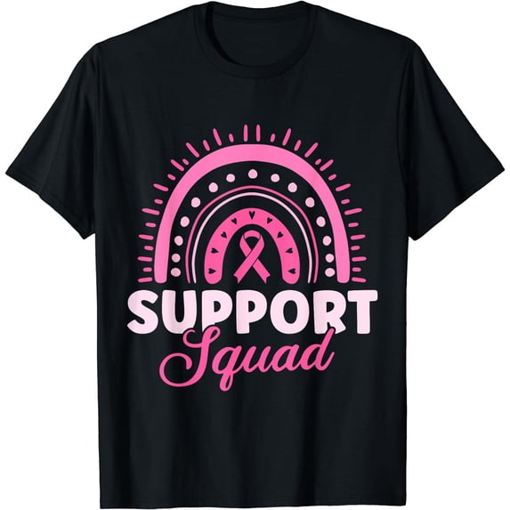 Support Squad Breast Cancer Warrior T-Shirt Black Small