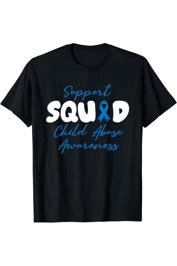 Support Squad Child Abuse Prevention Month Blue Ribbon T-Shirt