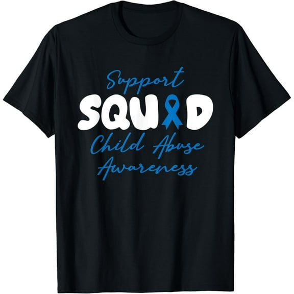 Support Squad Child Abuse Prevention Month Blue Ribbon T-Shirt