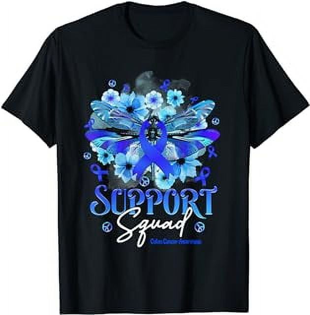 Support Squad Dragonfly Flowers Colon Cancer Awareness T-Shirt ...
