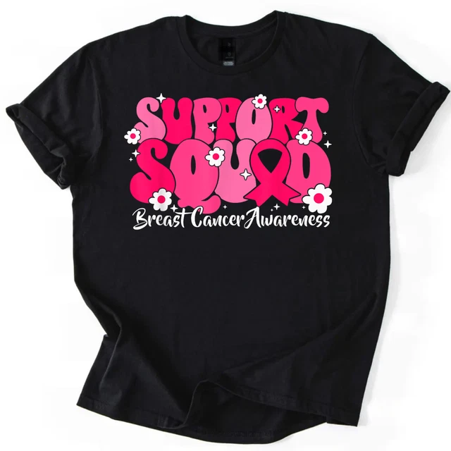 Support Squad Groovy Floral Ribbon Tshirt - Walmart.com