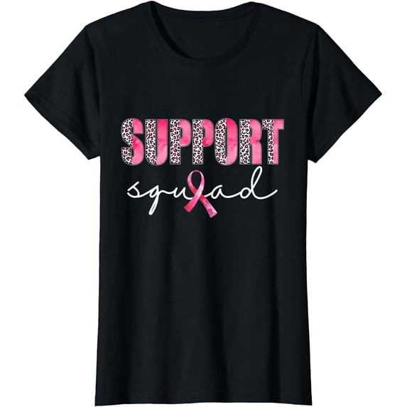 Support Squad Leopard Pink Warrior Breast Cancer Awareness T-Shirt