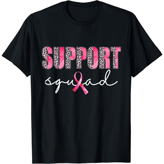 Support Squad Leopard Pink Warrior Breast Cancer Awareness T-Shirt