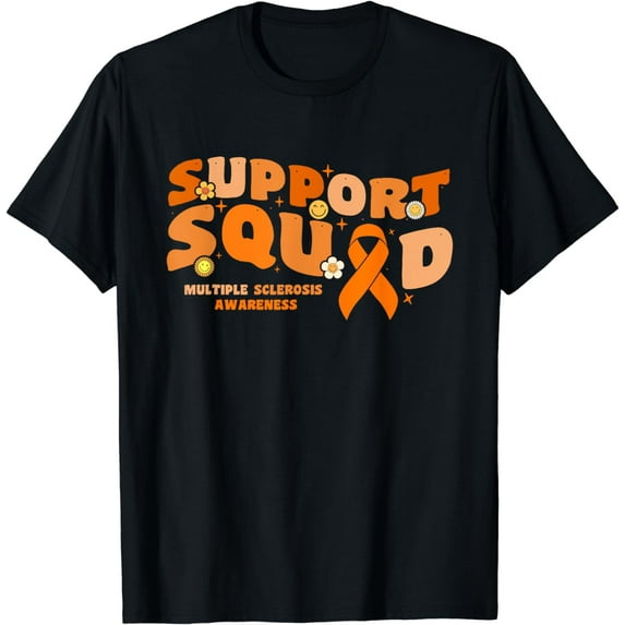 Support Squad MS Multiple Sclerosis Awareness Orange Ribbon T-Shirt