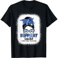 thumbnail image 1 of Support Squad Messy Bun Blue Ribbon Colon Cancer Awareness T-Shirt, 1 of 2