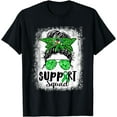 thumbnail image 1 of Support Squad Messy Bun Green Ribbon Mental Health Awareness T-Shirt, 1 of 4