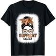 thumbnail image 1 of Support Squad Messy Bun Peach Ribbon Uterine Cancer T-Shirt, 1 of 4