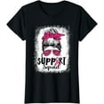 thumbnail image 1 of Support Squad Messy Bun Pink Warrior Breast Cancer Awareness T-Shirt, 1 of 3