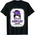 thumbnail image 1 of Support Squad Messy Bun Purple Ribbon Overdose Awareness T-ShirtPure cotton short-sleeved shirts for both men and women, 1 of 6