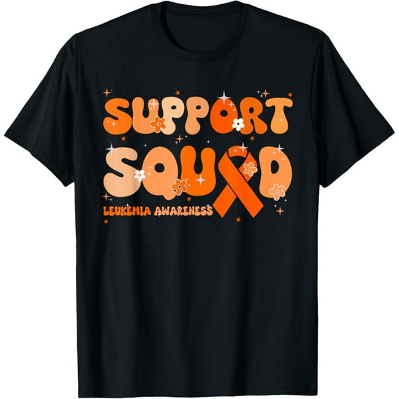 Support Squad Orange Ribbon Leukemia Blood Cancer Awareness T-Shirt