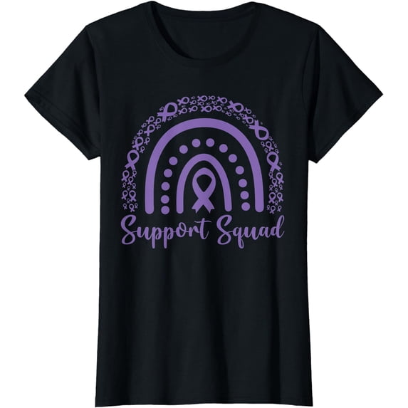 Support Squad Pancreatic Cancer Awareness Purple Rainbow T-Shirt