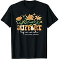 thumbnail image 1 of Support Squad Peach Ribbon Flower Uterine Cancer T-Shirt, 1 of 4