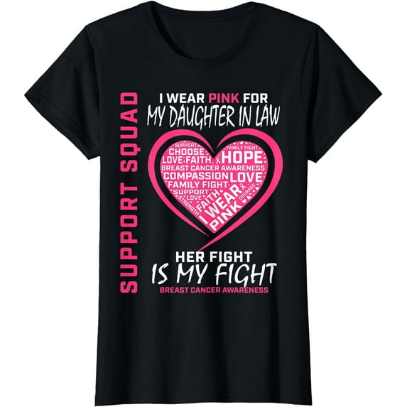 Support Squad Pink Daughter In Law Breast Cancer Awareness T-Shirt